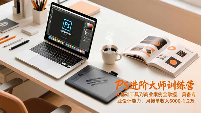 PS进阶大师训练营,从基础工具到商业案例全掌握,具备专业设计能力,月接单收入6000-1.2万-摇钱树