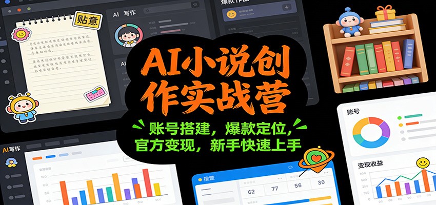 AI小说创作实战营：账号搭建，爆款定位，官方变现，新手快速上手-创盈汇聚