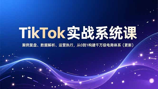 TikTok实战系统课，案例复盘、数据解析、运营执行，从0到1构建千万级电商体系(更新-摇钱树
