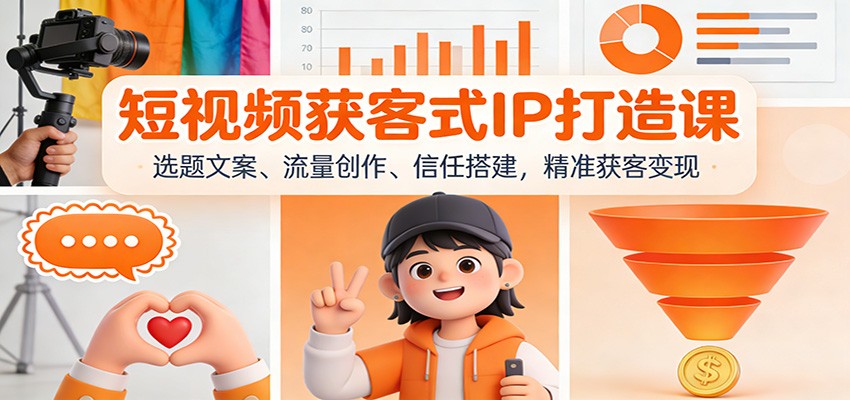 短视频获客式IP打造课：选题文案、流量创作、信任搭建，精准获客变现-摇钱树