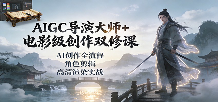 AIGC导演大师+电影级创作双修课：AI创作全流程、角色剪辑、高清渲染实战-摇钱树