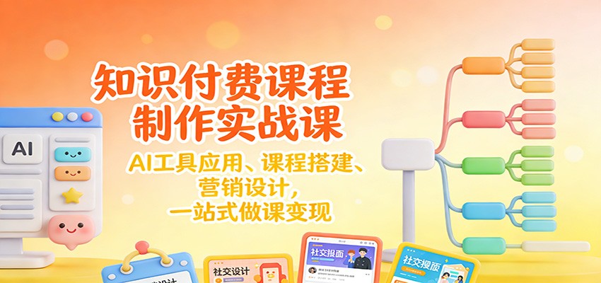 知识付费课程制作实战课：AI工具应用 、课程搭建、营销设计，一站式做课变现-摇钱述
