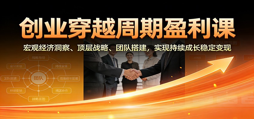 创业穿越周期盈利课:宏观经济洞察、顶层战略、团队搭建,实现持续成长稳定变现-缔富岛