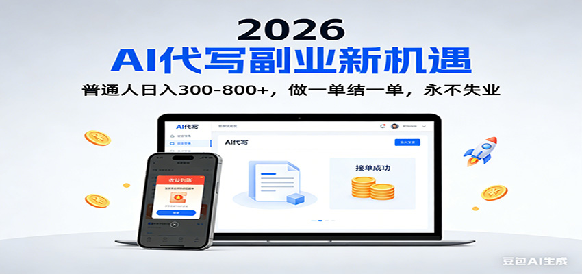 2026 副业首选！AI 代写日入 300-800，普通人0门槛，做一单结一单！-37网创