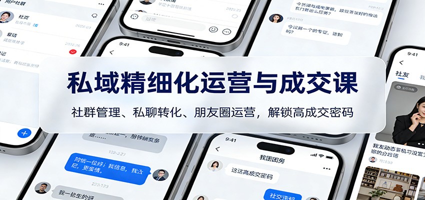 私域精细化运营与成交课：社群管理、私聊转化、朋友圈运营，解锁高成交密码-摇钱树