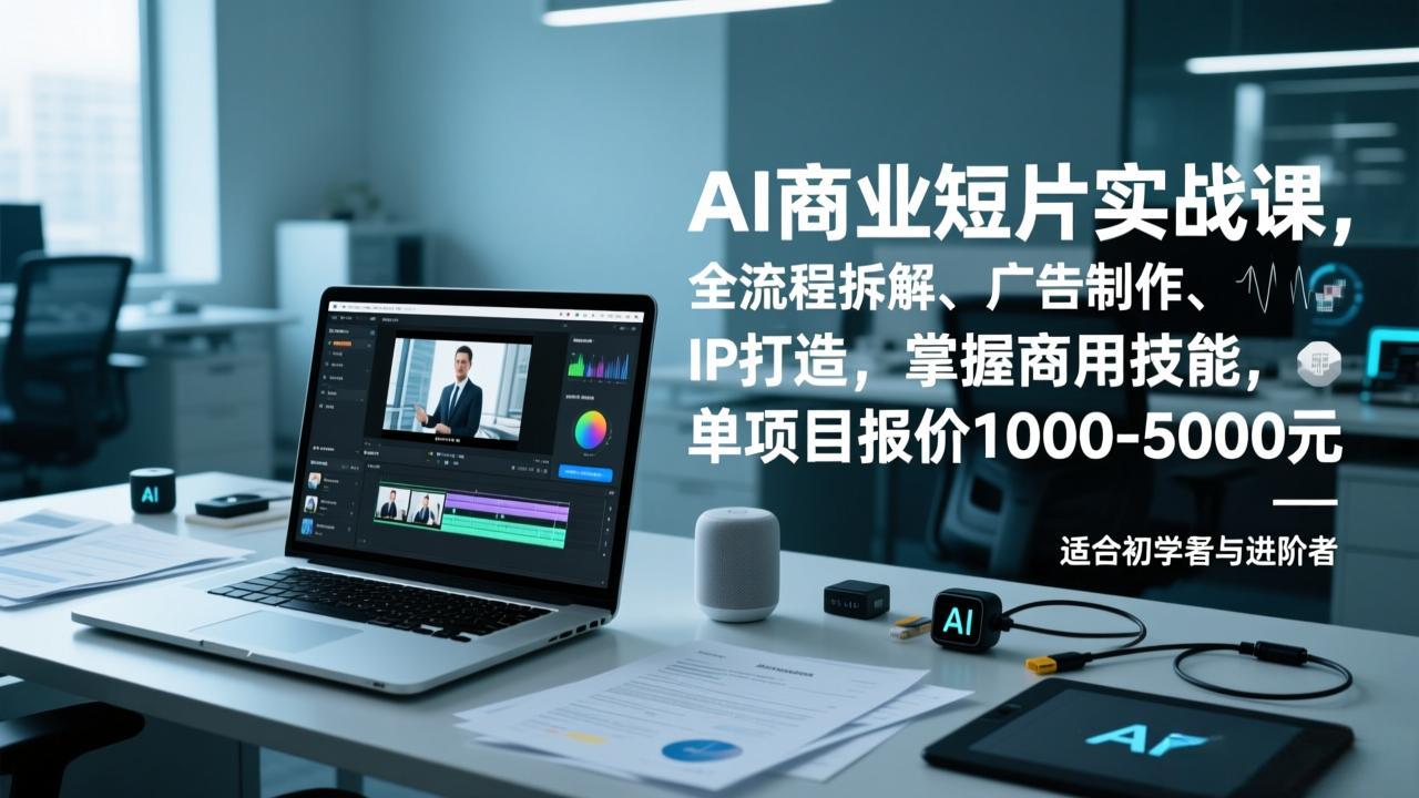 AI商业短片实战课，全流程拆解、广告制作、IP打造，掌握商用技能，单项目报价1000-5000元-摇钱树