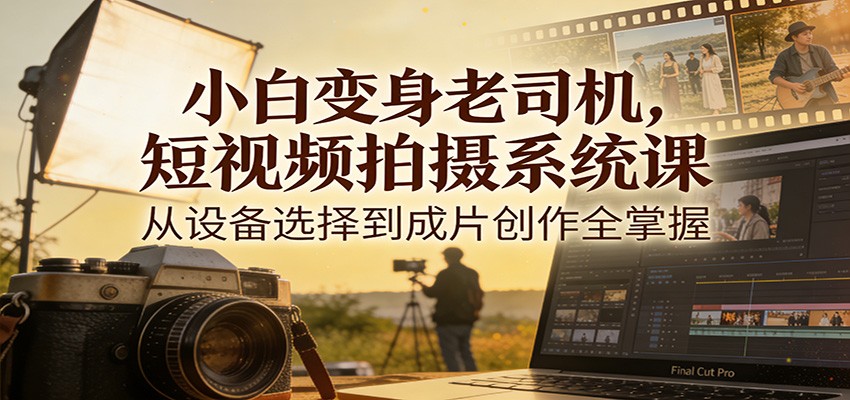 小白变身老司机，短视频拍摄系统课，从设备选择到成片创作全掌握-摇钱树