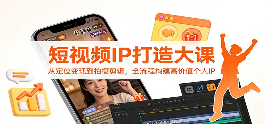 短视频IP打造大课：从定位变现到拍摄剪辑，全流程构建高价值个人IP-宇众网创