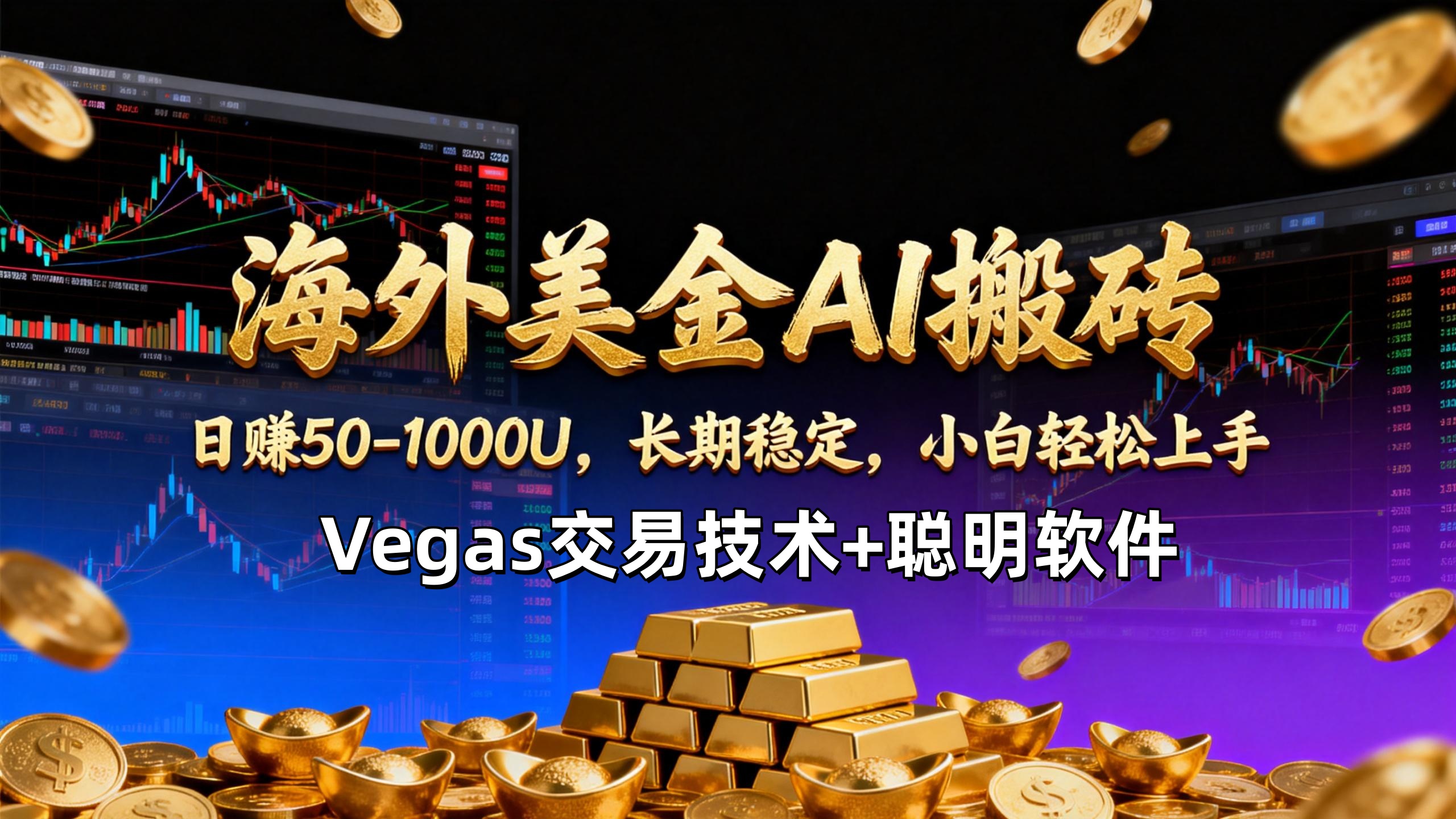 【海外美金AI搬砖】Vegas交易技术+聪明软件，日赚50-1000U，长期稳定，小白轻松上手。-摇钱树