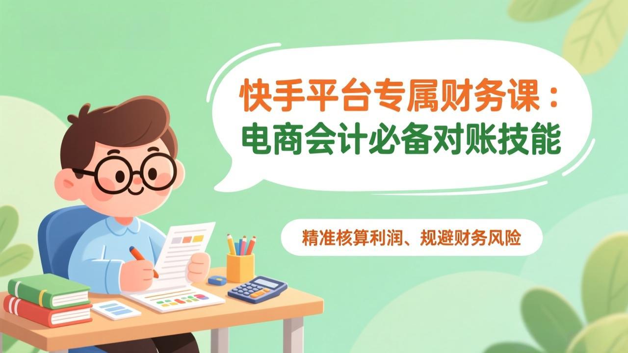 快手平台专属财务课：电商会计必备对账技能，精准核算利润、规避财务风险-日入300副业网