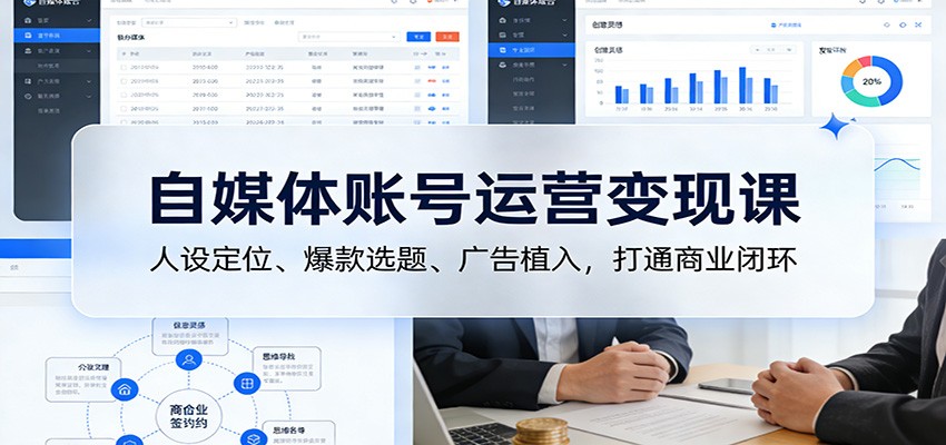 自媒体账号运营变现课：人设定位、爆款选题、广告植入，打通商业闭环-摇钱树