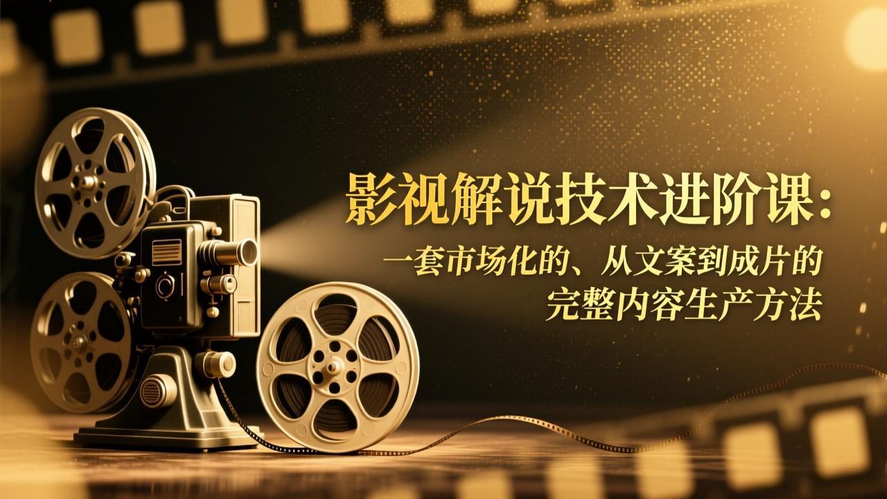 影视解说技术进阶课：一套市场化的、从文案到成片的完整内容生产方法-好学创业资源