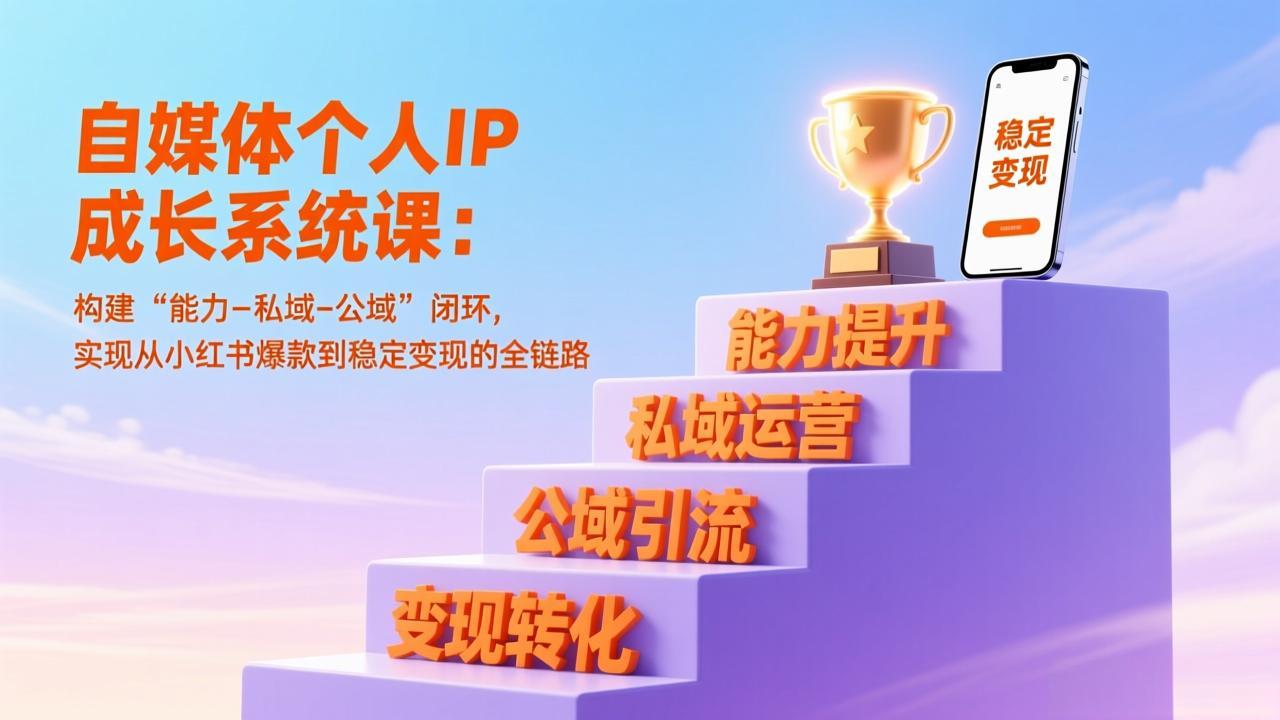 自媒体个人IP成长系统课：构建“能力-私域-公域”闭环，实现从小红书爆款到稳定变现的全链路-好学创业资源