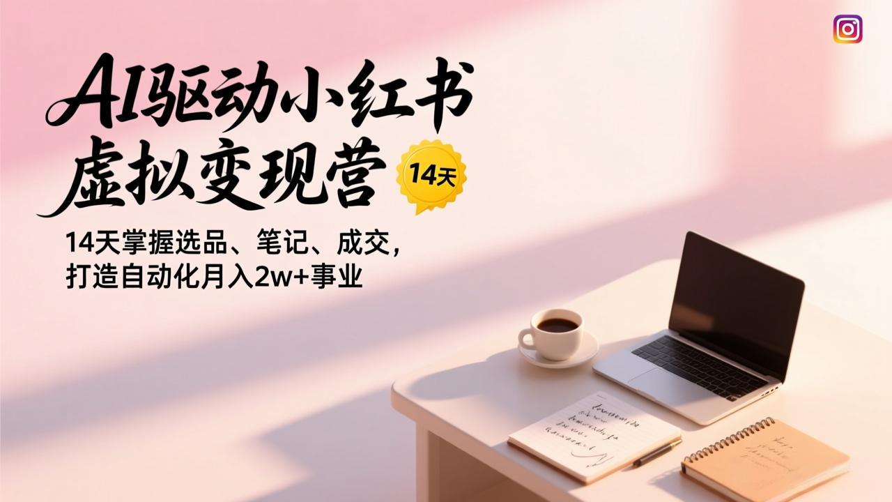 AI驱动小红书虚拟变现营,14天掌握选品、笔记、成交,打造自动化月入2w+事业-日入300副业网