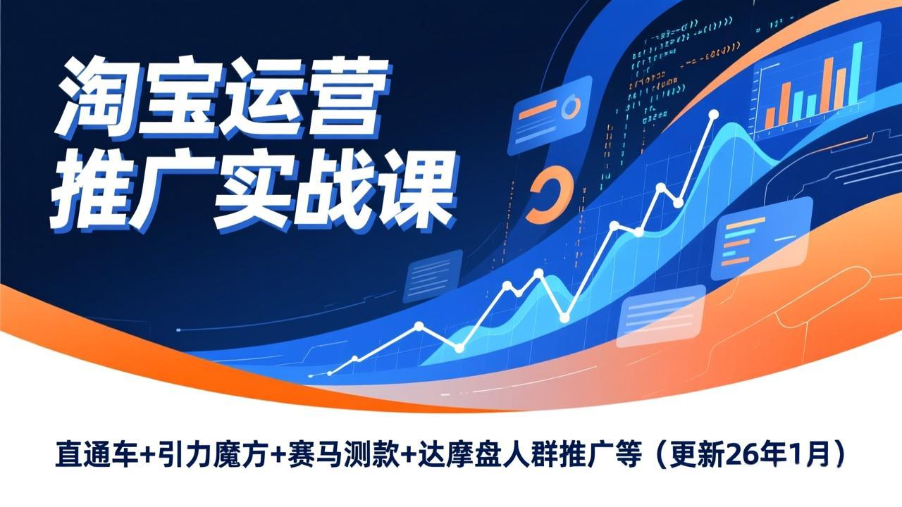 淘宝运营推广实战课,直通车+引力魔方+赛马测款+达摩盘人群推广等(更新26年1月-摇钱树