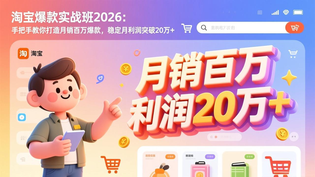 淘宝爆款实战班2026：手把手教你打造月销百万爆款，稳定月利润突破20万+-摇钱树