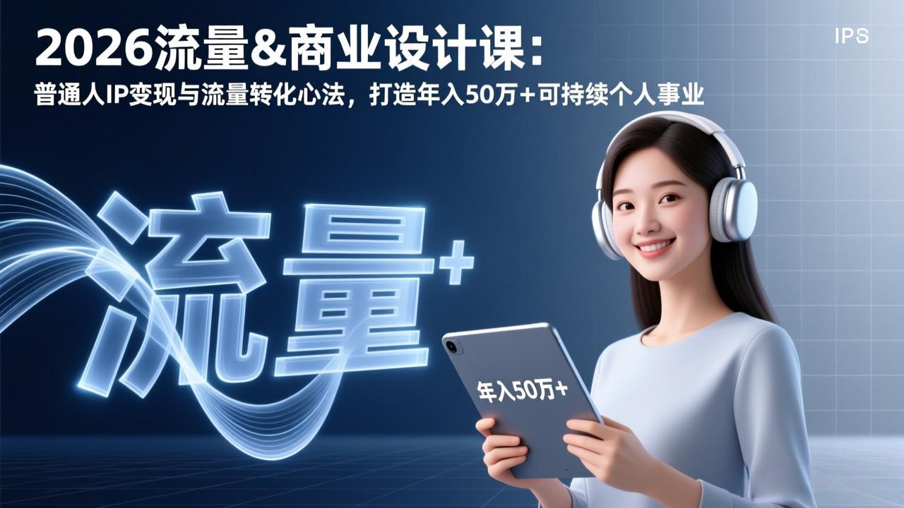2026流量&商业设计课：普通人IP变现与流量转化心法，打造年入50万+可持续个人事业-摇钱树