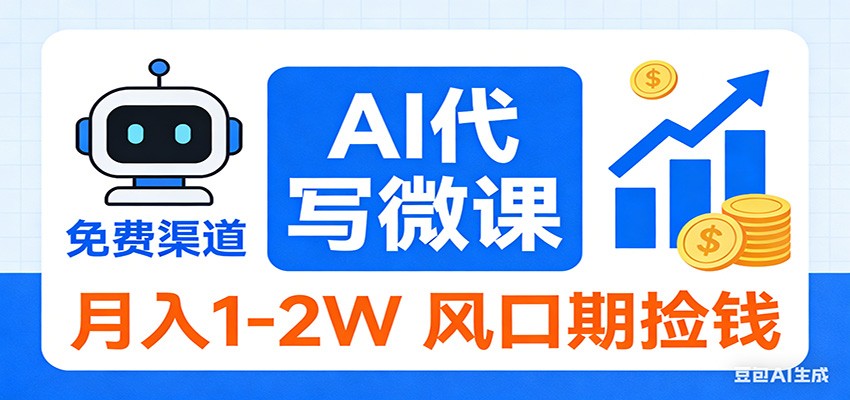 2026告别打工！AI 代写微课，提供免费渠道，月入 1-2W 风口期捡钱-摇钱树