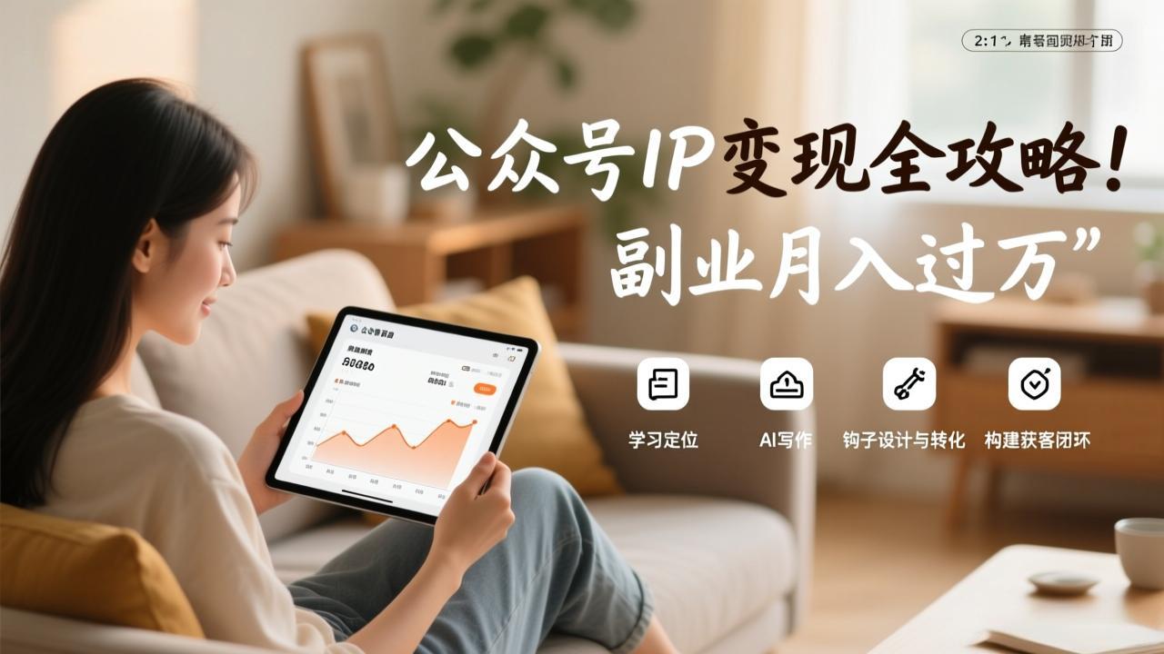 公众号IP变现全攻略，学习定位、AI写作、钩子设计与转化，构建获客闭环，副业月入过万-摇钱树