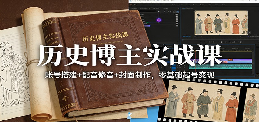 历史博主实战课:账号搭建+配音修音+封面制作,零基础起号变现-摇钱树