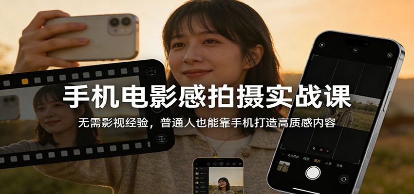 手机电影感拍摄实战课：无需影视经验，普通人也能靠手机打造高质感内容-摇钱树