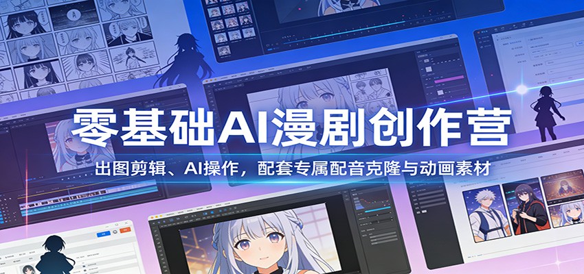零基础AI漫剧创作营:出图剪辑、AI操作,配套专属配音克隆与动画素材-摇钱树