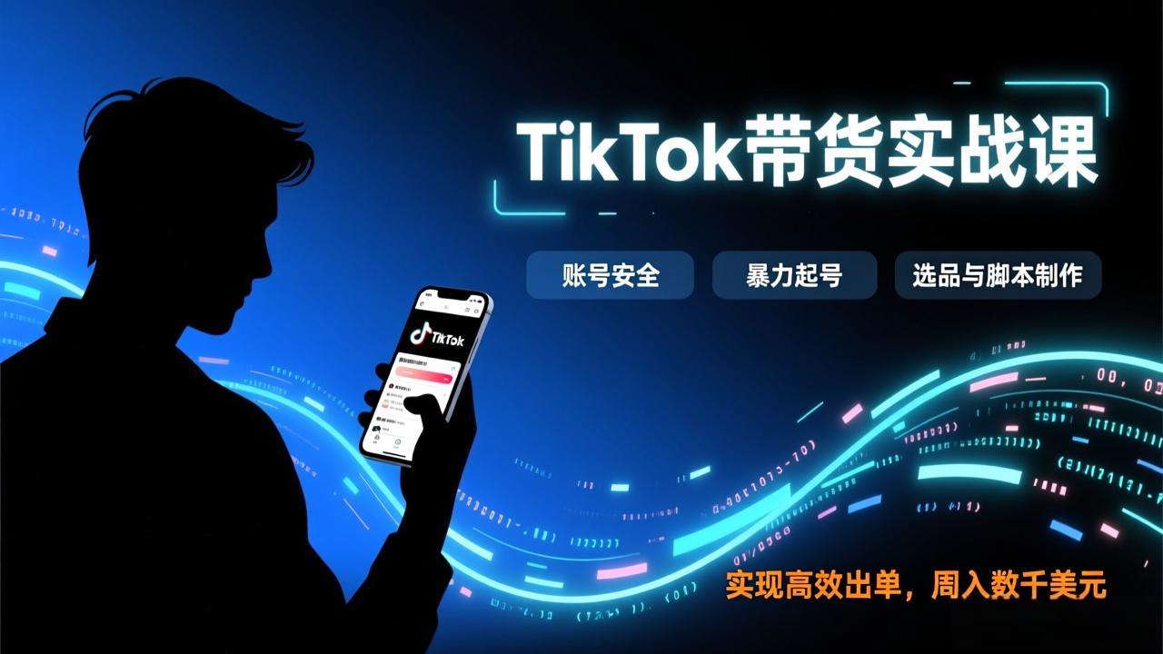 TikTok带货实战课，涵盖账号安全、暴力起号、选品与脚本制作，实现高效出单，周入数千美元-摇钱树