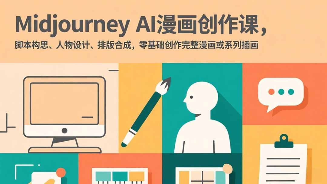 Midjourney AI漫画创作课，脚本构思、人物设计、排版合成，零基础创作完整漫画或系列插画-摇钱树
