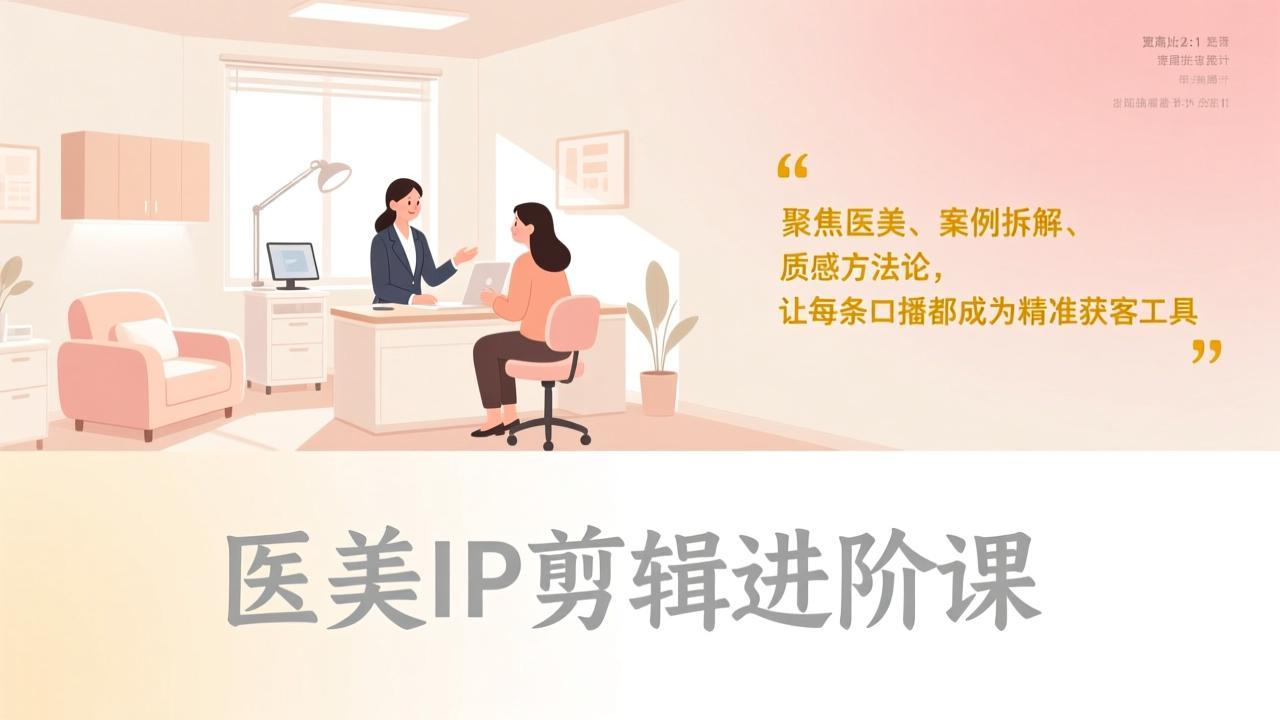 医美IP剪辑进阶课，聚焦医美、案例拆解、质感方法论，让每条口播都成为精准获客工具-摇钱树