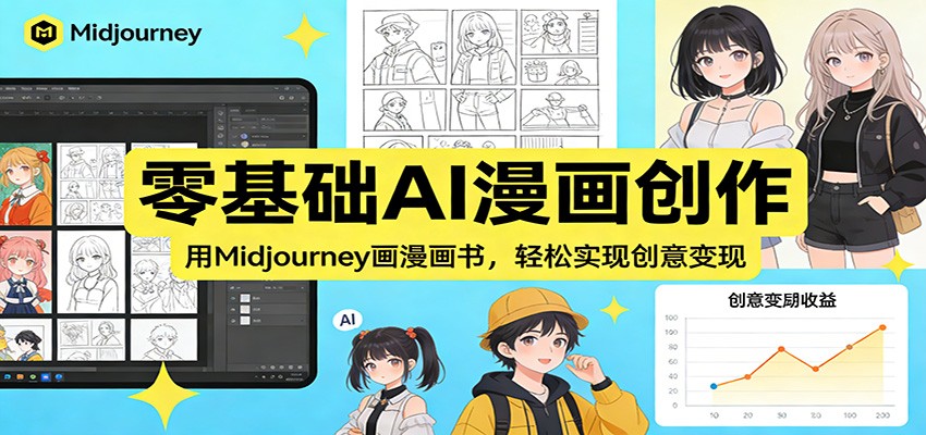 零基础AI漫画创作：用Midjourney画漫画书，轻松实现创意变现-聚豪云创