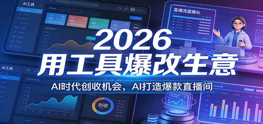 2026用工具爆改生意，AI时代创收机会，AI打造爆款直播间-摇钱树