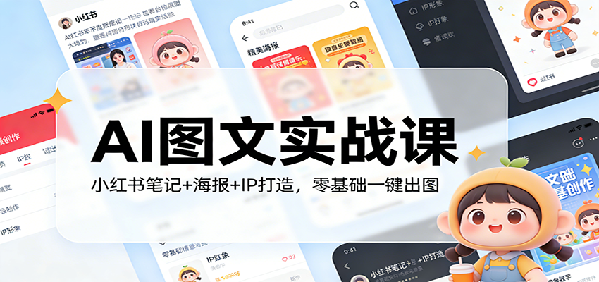 AI图文实战课：小红书笔记+海报+IP打造，零基础一键出图-摇钱树