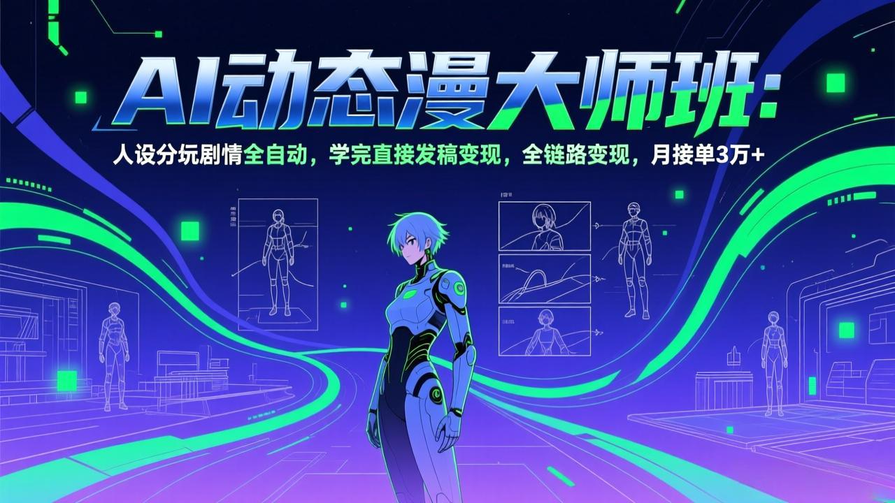 AI动态漫剧大师班：人设分镜剧情全自动，学完直接发稿变现，全链路变现，月接单3万+-摇钱树