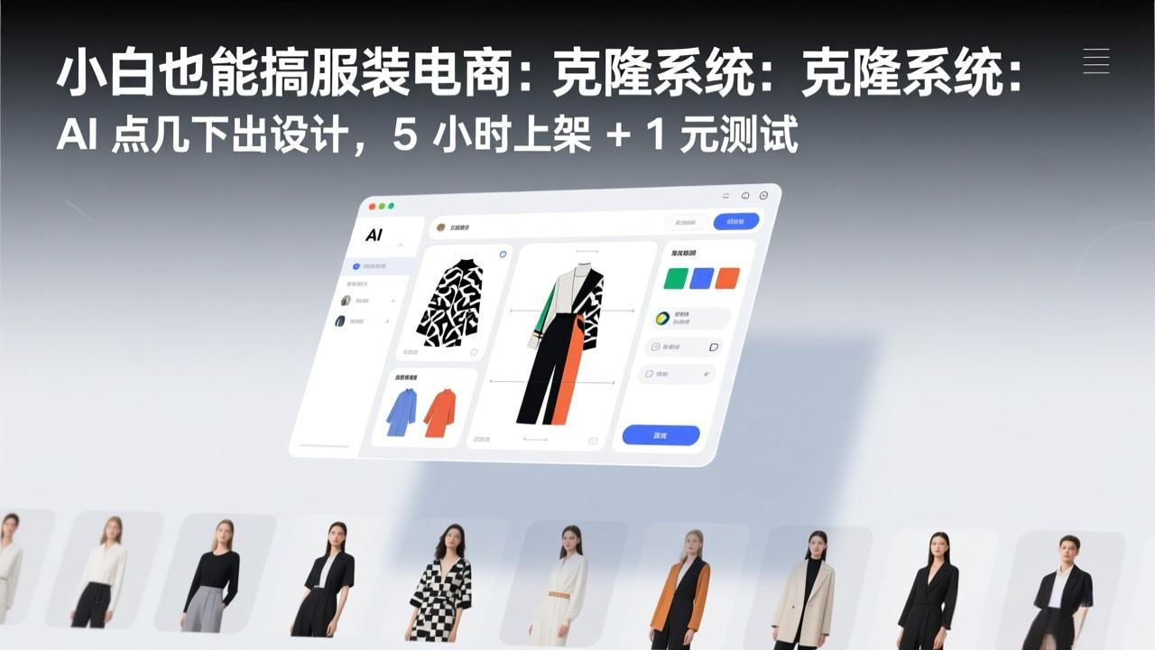 小白也能搞服装电商：克隆系统：AI 点几下出设计，5 小时上架 + 1 元测试-摇钱树