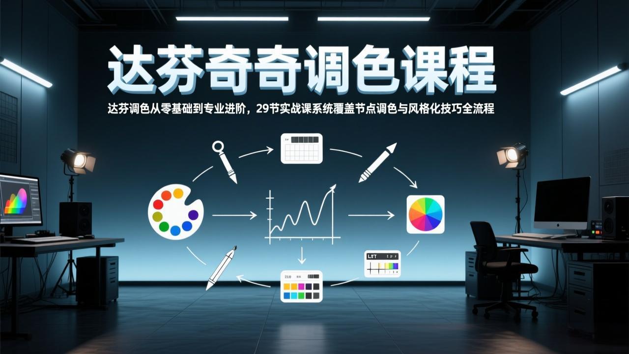 达芬奇调色从零基础到专业进阶，29节实战课系统覆盖节点调色与风格化技巧全流程-摇钱树