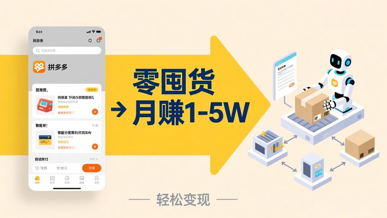不用囤货不用跑单！拼多多虚拟玩法，机器人管理发货和客服，帮你月赚 1-5W-日入300副业网