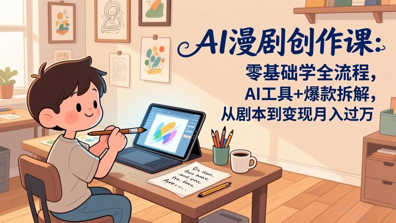 AI漫剧创作课:零基础学全流程,AI工具+爆款拆解,从剧本到变现月入过万-摇钱树