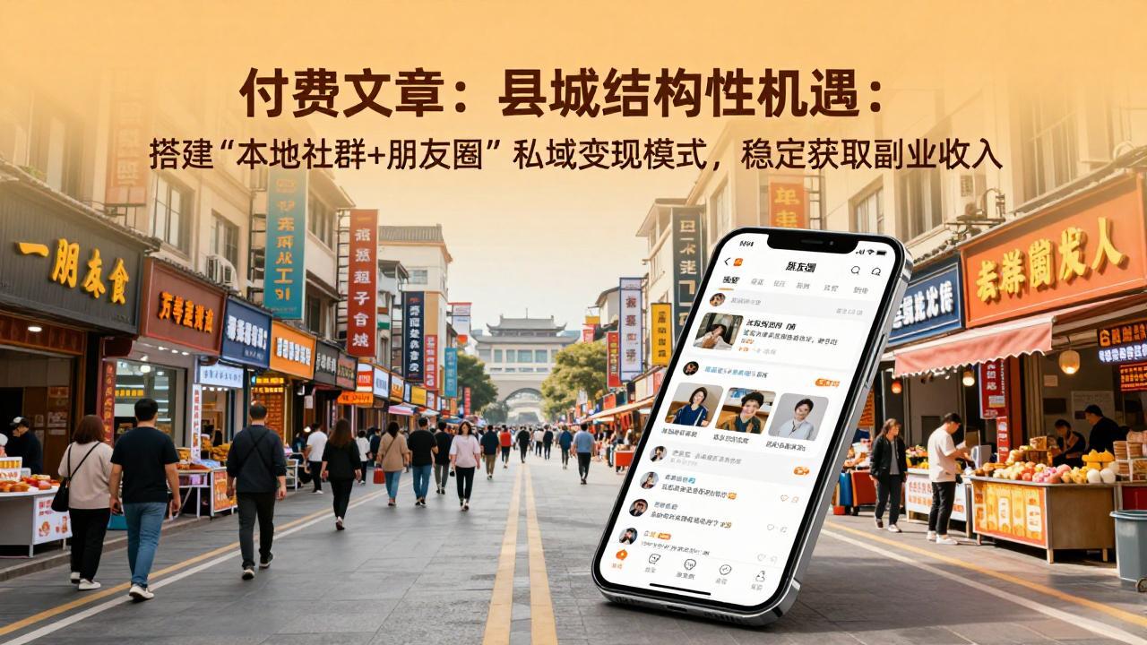 付费文章：县城结构性机遇：搭建“本地社群+朋友圈”私域变现模式，稳定获取副业收入-摇钱树