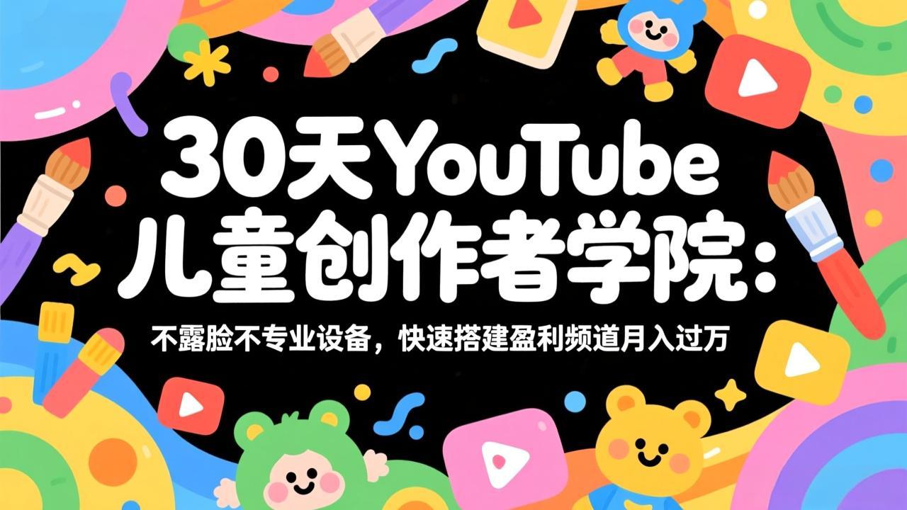 30天YouTube儿童创作者学院：不露脸不专业设备，快速搭建盈利频道月入过万-聚宝盆