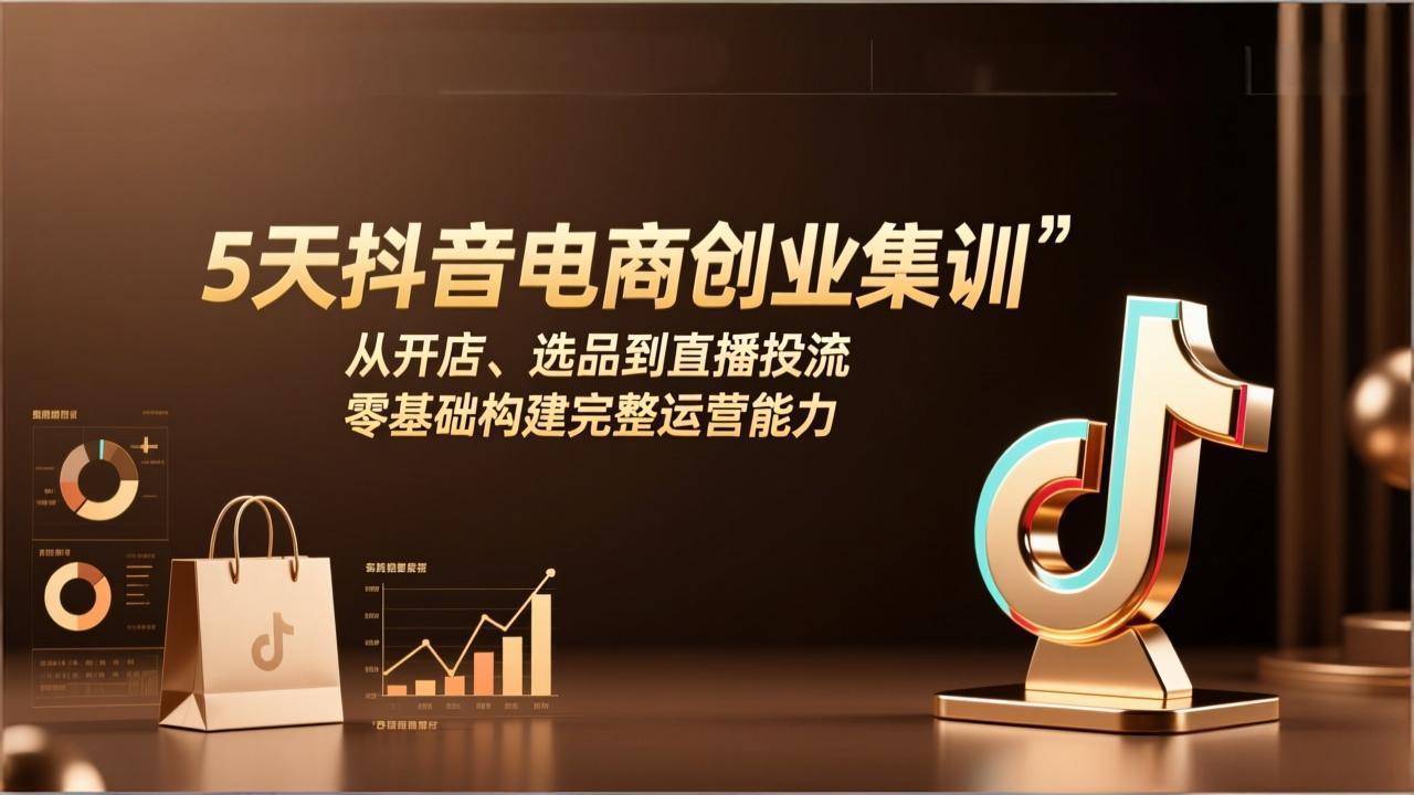 5天抖音电商创业集训：从开店、选品到直播投流，零基础构建完整运营能力-创盈汇聚