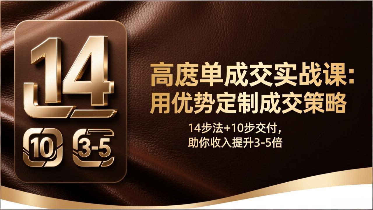 高客单成交实战课:用优势定制成交策略,14步法+10步交付,助你收入提升3-5倍-创盈汇聚