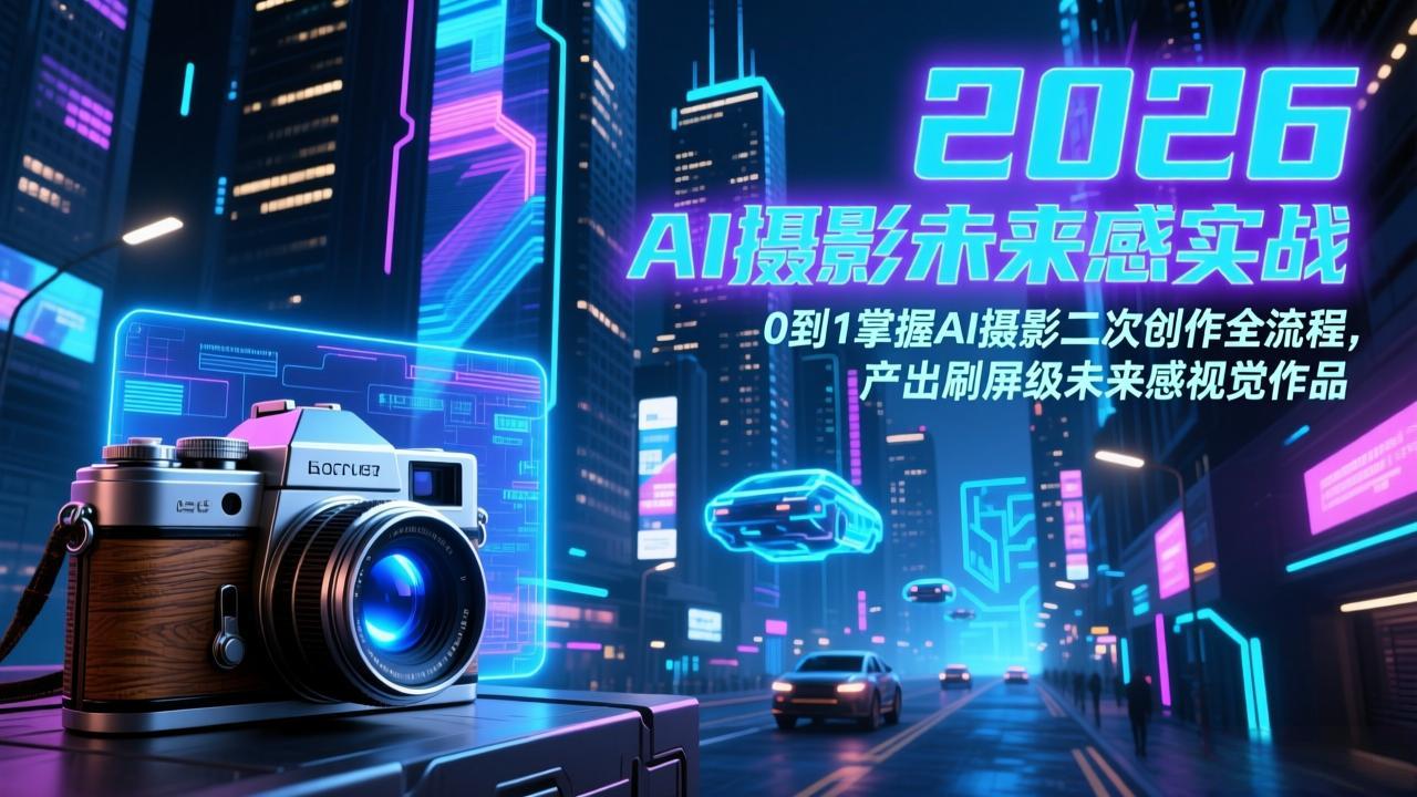 2026 AI摄影未来感实战：0到1掌握AI摄影二次创作全流程，产出刷屏级未来感视觉作品-摇钱树