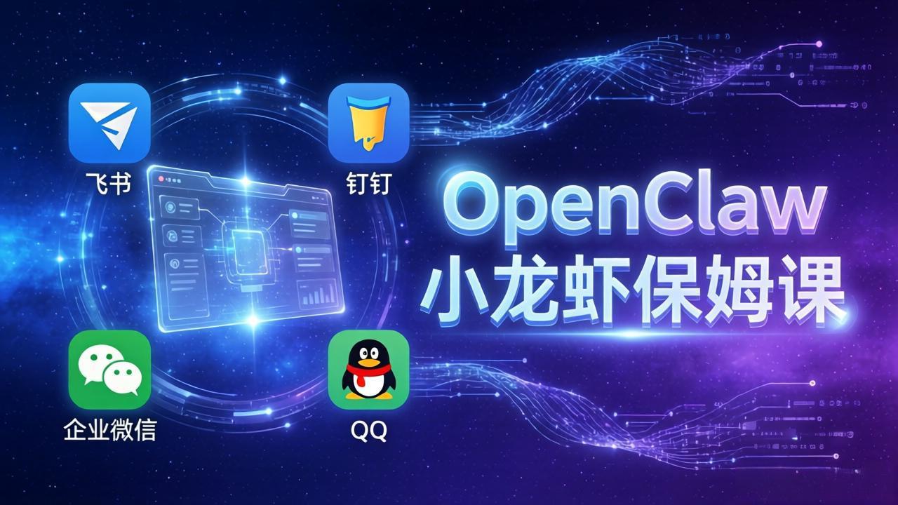 OpenClaw小龙虾保姆课： Windows/macOS/Linux/Docker全系统安装，飞书+钉钉+企业微信+QQ 全接入-摇钱树