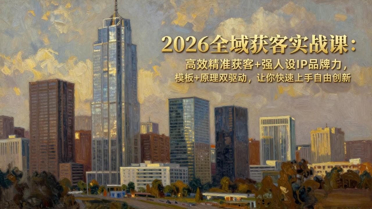2026全域获客实战课：高效精准获客+强人设IP品牌力，模板+原理双驱动，让你快速上手自由创新-钱眼网