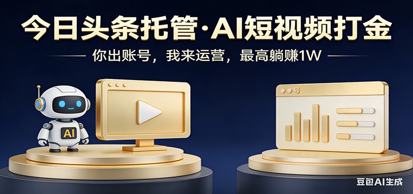 头条号AI托管,我提供作品,你提供账号,每天5分钟发布,小白躺赚3000+-摇钱树