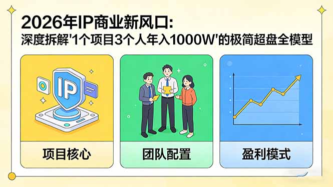 2026年IP商业新风口:深度拆解“1个项目3个人年入1000W”的极简超盘全模型-摇钱树