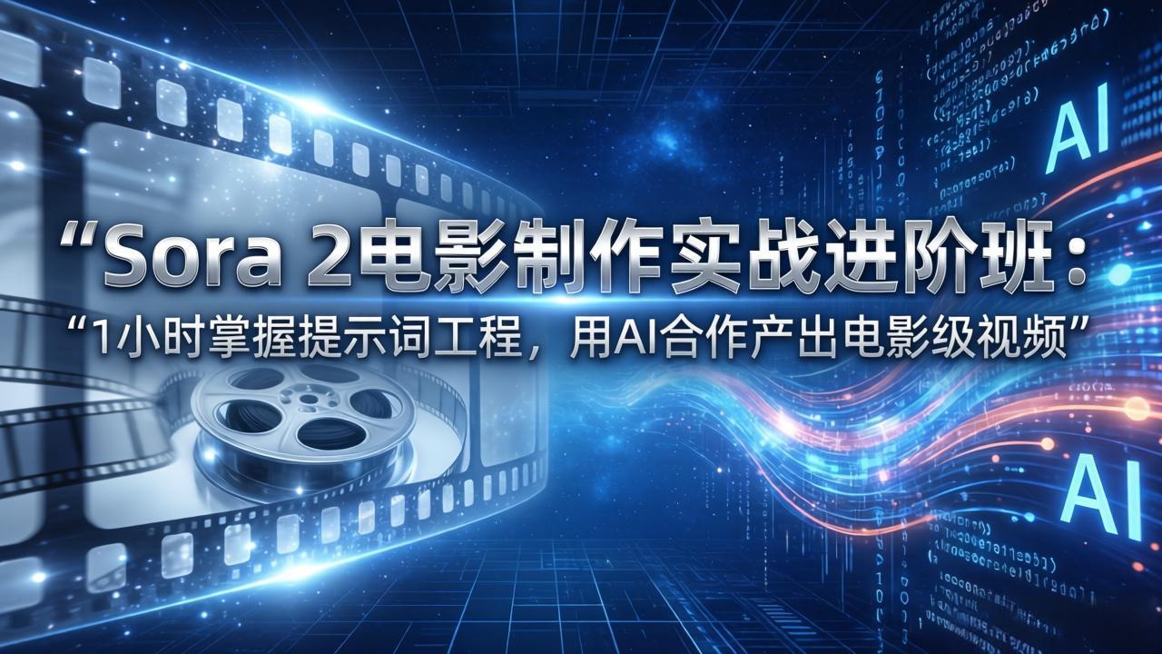 Sora 2电影制作实战进阶班：1小时掌握提示词工程，用AI合作产出电影级视频-摇钱树