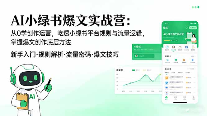 AI 小绿书爆文实战营：从0学创作运营，吃透小绿书平台规则与流量逻辑，掌握爆文创作底层方法-摇钱树