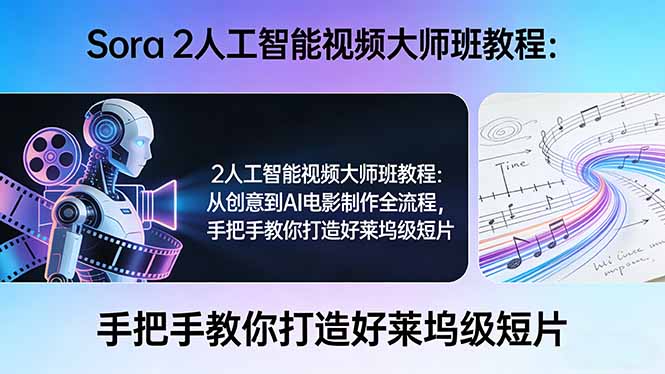 Sora 2人工智能视频大师班教程：从创意到AI电影制作全流程，手把手教你打造好莱坞级短片-摇钱树