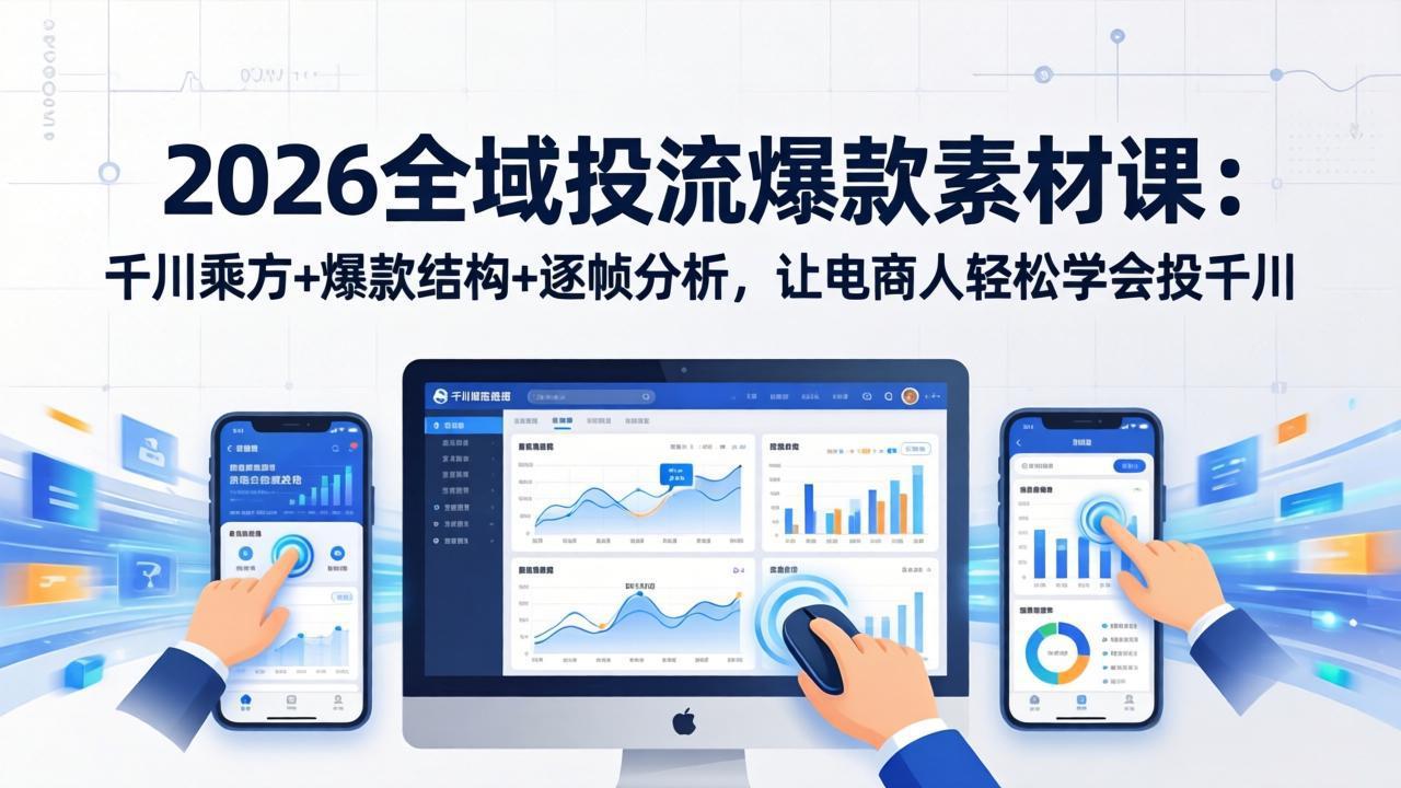 2026全域投流爆款素材课：千川乘方+爆款结构+逐帧分析，让电商人轻松学会投千川-摇钱树